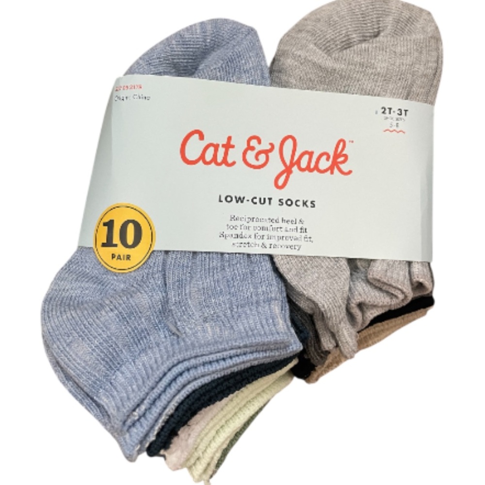 Cat & Jack Low-Cut Socks - Blue, Gray, Tan Pack